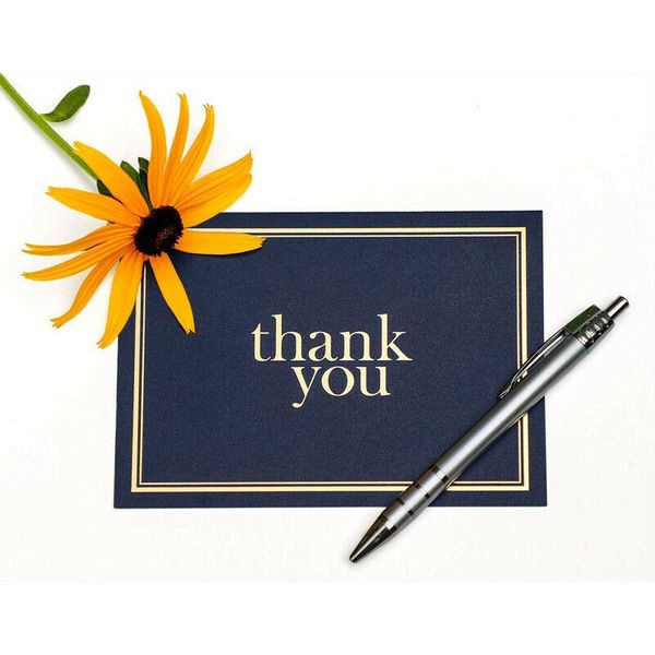 

fashion thank you notes navy blue gold - blank note cards with envelopes greeting