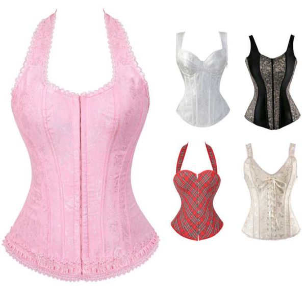 

bustiers & corsets women straps steampunk corset with cup lingerie zipper side vest gothic overbust waist trainer bustier plus size, Black;white