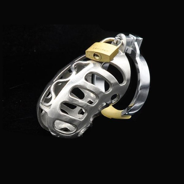 

cockrings 52mm stainless steel male chastity device cock cage with grid birdcage toy lock ring
