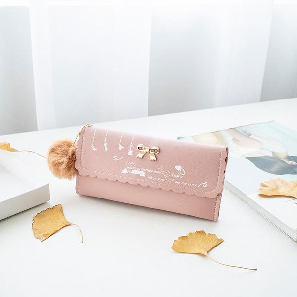 

duffel bags women's bag autumn/winter 2021 korean version of printed hair ball clutch cute simple candy color pu leather coin purse