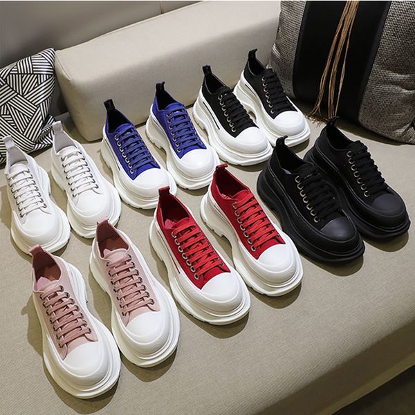 

women designer casual shoes tread slick canvas sneaker high low platform boots triple black red white pale royal leather rubber lace-up men