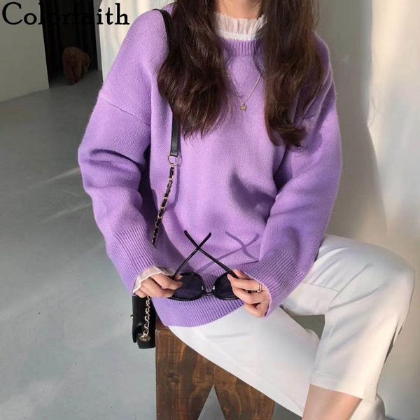 

women's sweaters colorfaith 2021 autumn winter women sweater knitted multi colors korean style oversize wild warm lady pullovers sw112, White;black