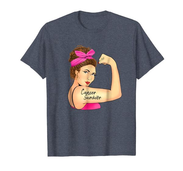 

cancer survivor unbreakable rosie the riveter shirt, White;black