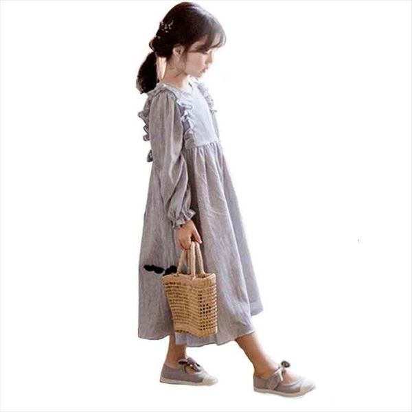 

big girls striped long girl dresses for fall spring casual mid calf party frocks kids cotton teenager clothing age 4, Red;yellow