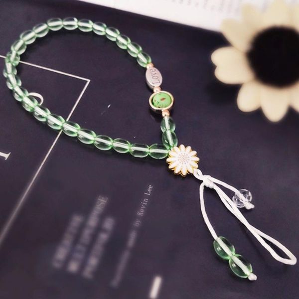 

keychains cute crystal beads pendant mobile phone straps tassel hanging rope strap sweet fashion anti-lost lanyard accessories, Silver