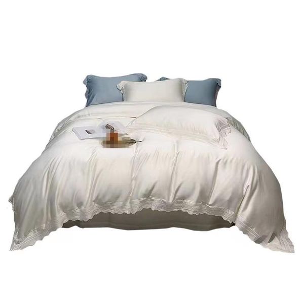 

bedding sets high-grade pure white 120 satin set with embroidery silk