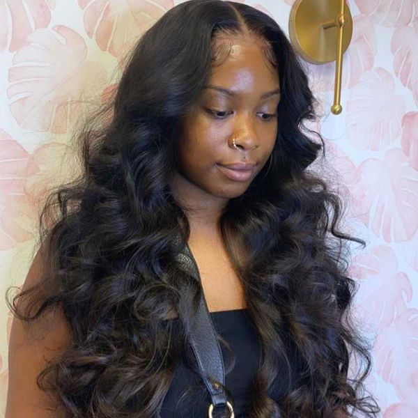 

13x4 loose wave lace front wig malaysian deep soft and no shedding human hair for women wigs, Black;brown