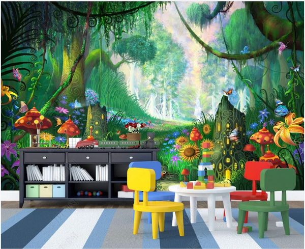 

3d wallpaper custom p mural dream forest big trees grass mushroom step path children's room home decor 3d wall murals wallpaper for wal