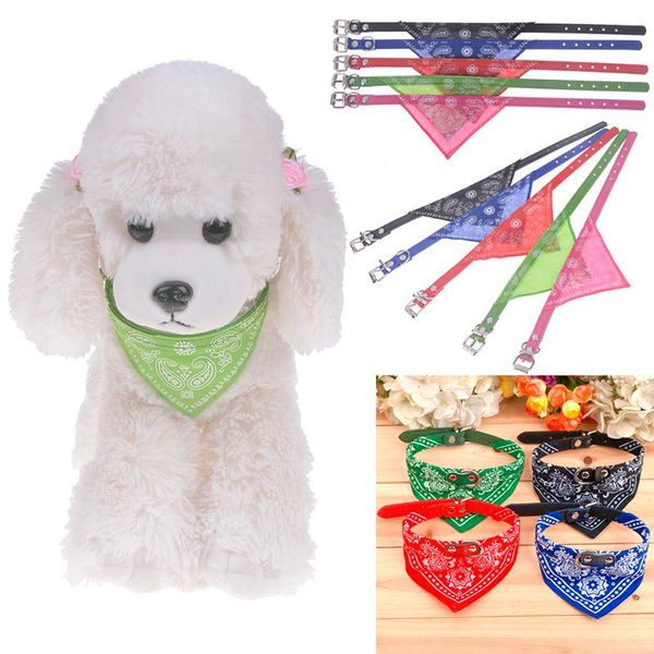 

dog collars & leashes puppy neckerchief adjustable pet cat neck bandana collar scarf accessories for cats small dogs black red blue pink pur