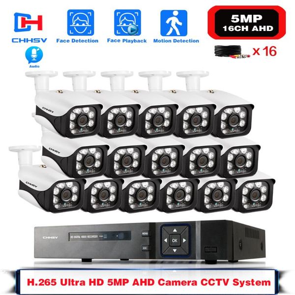 

h.265 16ch 2mp 5mp ahd nvr cctv security system kits 16pcs ir outdoor 5.0mp camera p2p video surveillance set wireless