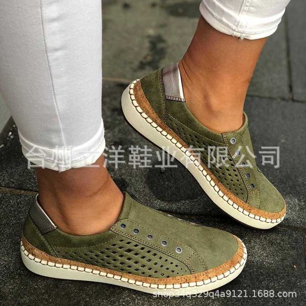 

shoes 2020 single shoe Casual hollowed out board flat bottom elastic band set foot large casual women's 4M2K 1 SOWK, Black