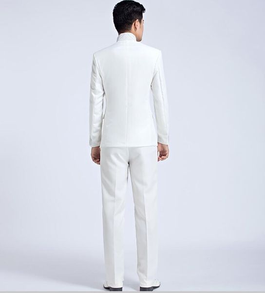

men's suits & blazers blazer men groom suit set pants mens wedding singer stage embroidery chinese tunic man formal dress white red b59, White;black