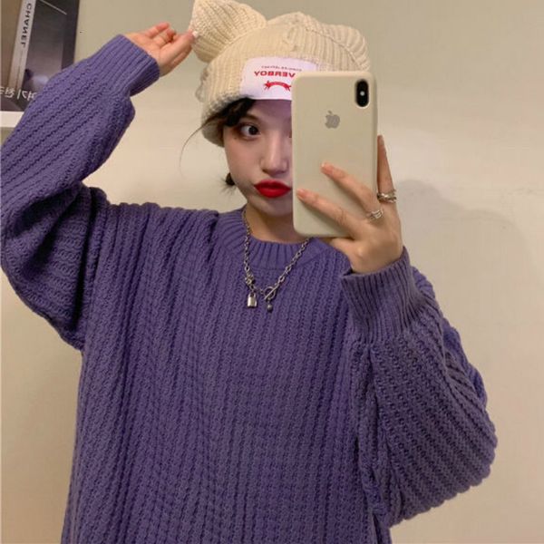 

men's sweaters women's solid drop-shoulder, round-neck, crocheted sweaters for korean autumn style, beautiful, elegant, casual and, White;black