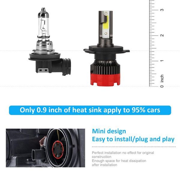 

car headlights 1pair led h4 h7 h11 lights bulbs 10000lm dc9-30v 80w ev18 auto fog lamp 6000k dropship