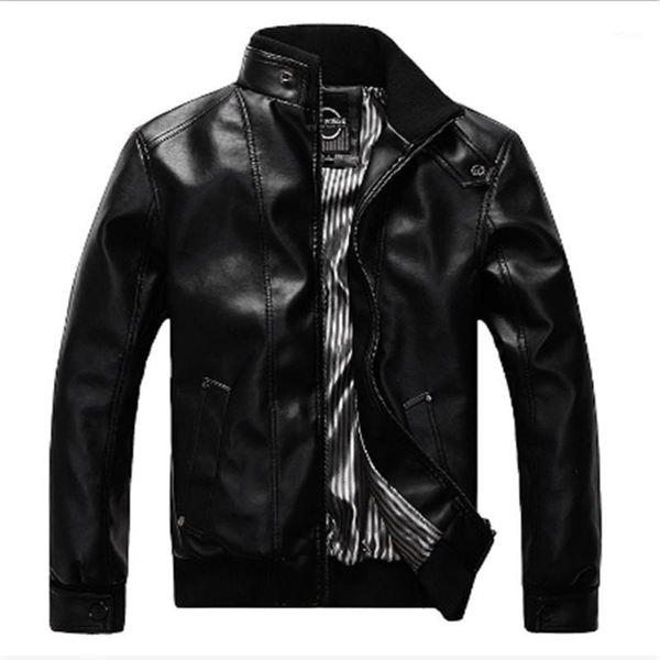 

men's jackets spring autumn collar short parka leather jacket motorcycle coat outwear, Black;brown