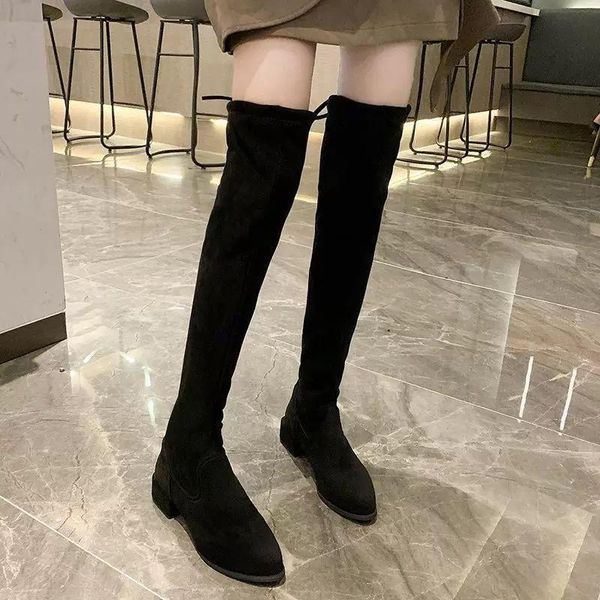 

boots over-the-knee women's stretch 2021 autumn and winter high-heeled versatile long-tube thin, Black
