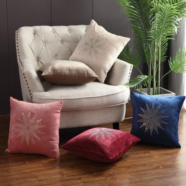 

bling colors rhinestone cushion cover velvet pink blue ivory home decorative pillow for couch sofa 45x45cm cushion/decorative