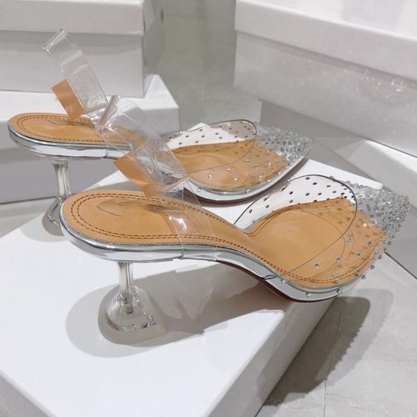 

fashion luxury shoes high heel pumps sandals back strap transparent pvc wedding party women designer brand, Black
