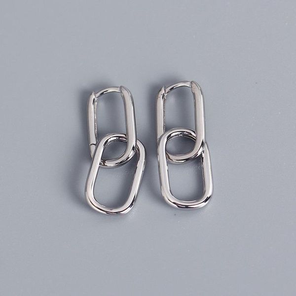 

hoop & huggie 925 sterling silver oval earrings for women geometric elegant love gift, Golden;silver