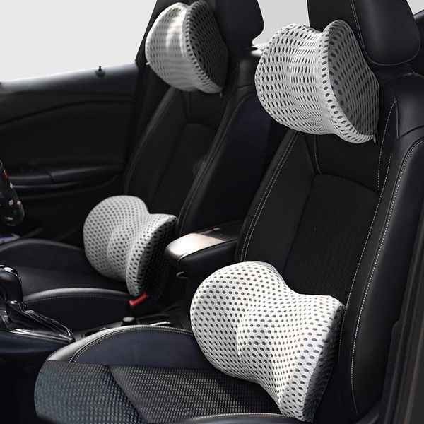 

seat cushions 2pcs/ set 4d mesh memory cotton car headrest lumbar office home chair back pillow breathable cushion2021