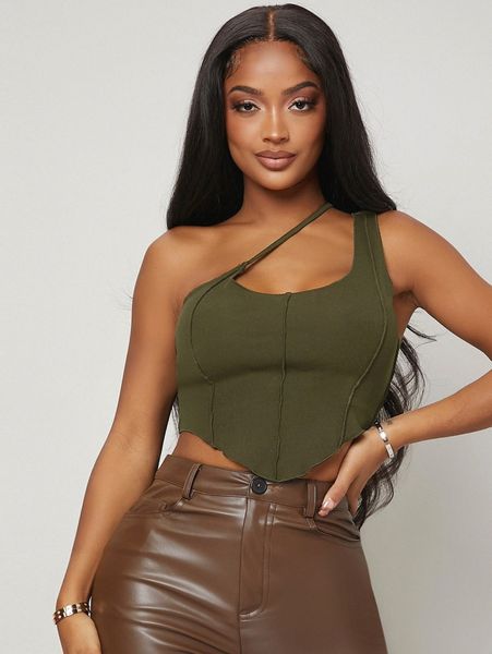 

asymmetric hem one shoulder v1gb#, White