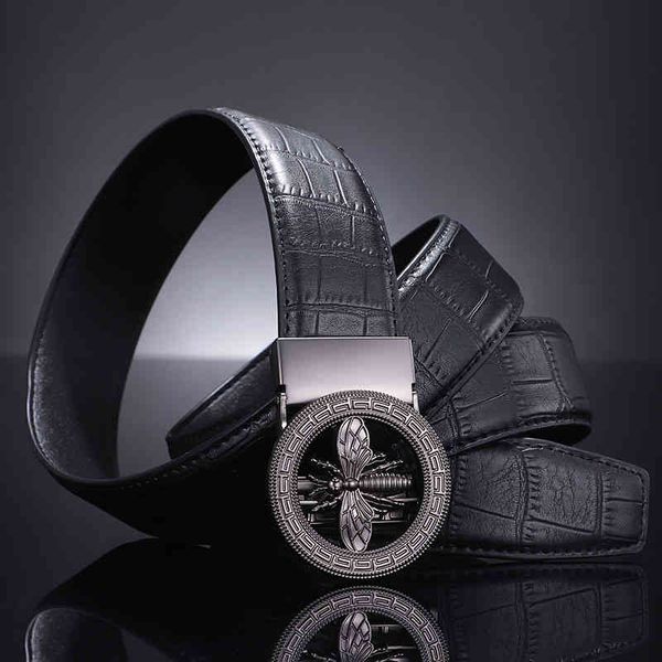 

waist belt s buckles 2021 men's little bee automatic leather versatile business youth crocodile men, Black;brown