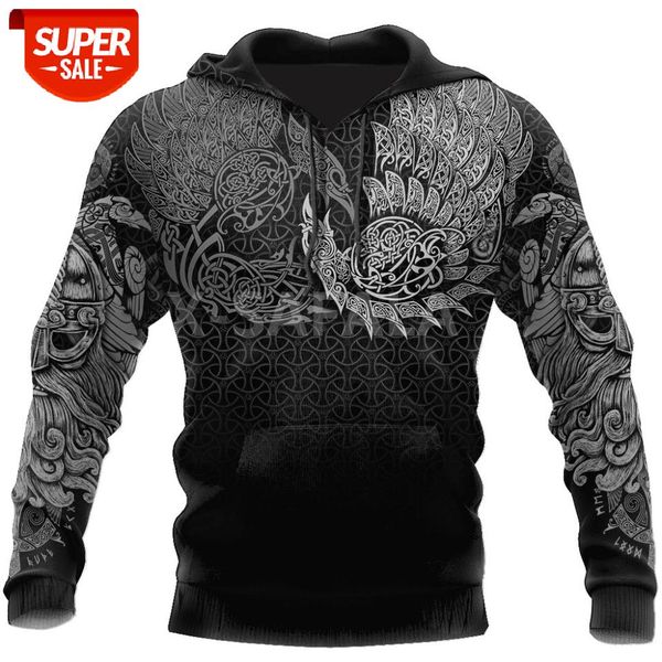 

viking - ravens of midgard tattoo 3d print autumn hoodie man women harajuku outwear zipper pullover sweatshirt casual #kq3q, Black
