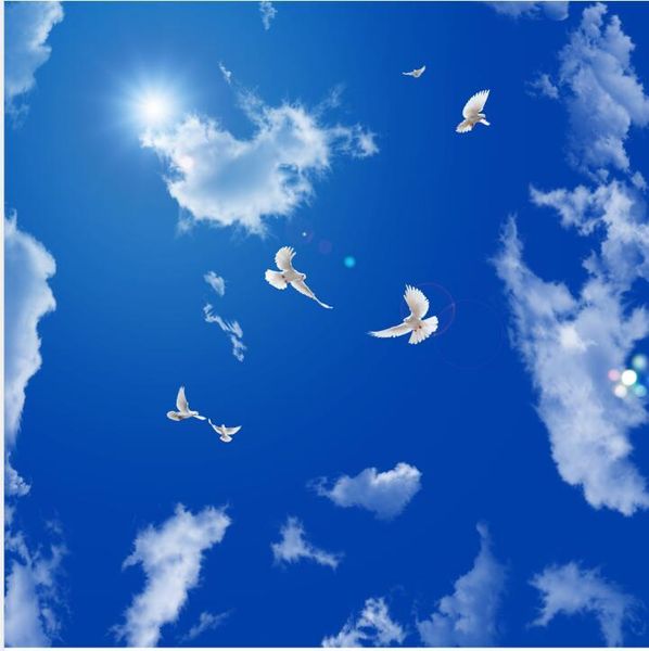 

wallpapers fresh blue sky white cloud living room bedroom ceiling mural 3d murals wallpaper