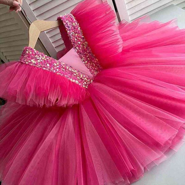 

wedding birthday dresses for girls 3-8 years elegant party sequins tutu christening gown kids children formal pageant clothes, Red;yellow