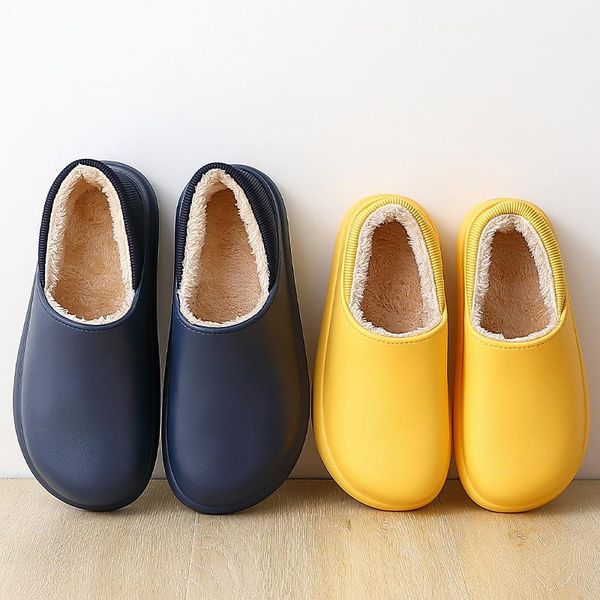 

couple cotton slippers men's eva waterproof winter and wear indoor warm non-slip women's mt-20219, Black