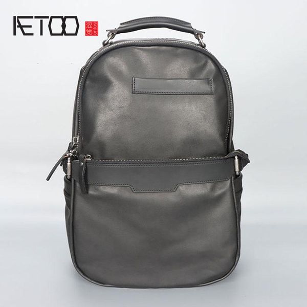

backpack aetoo first layer cowhide backpack, travel breathable lightweight computer bag, men's