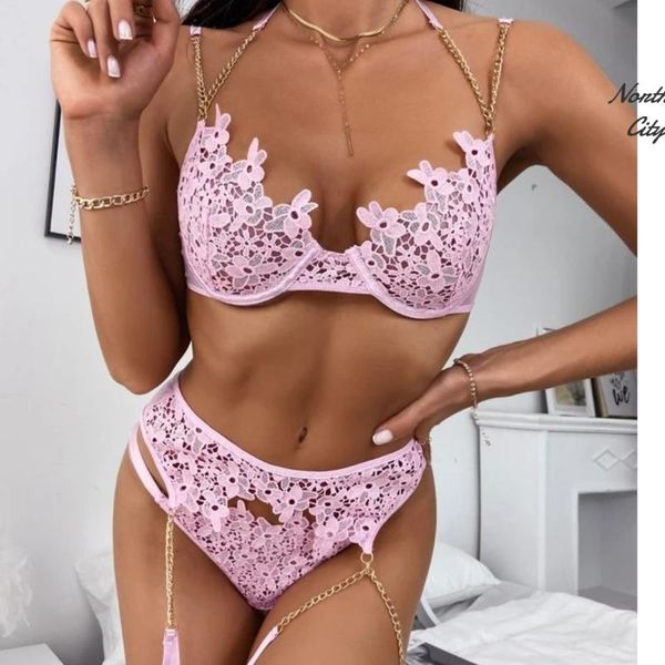 

bras sets plain pink lace cami bra set, Red;black