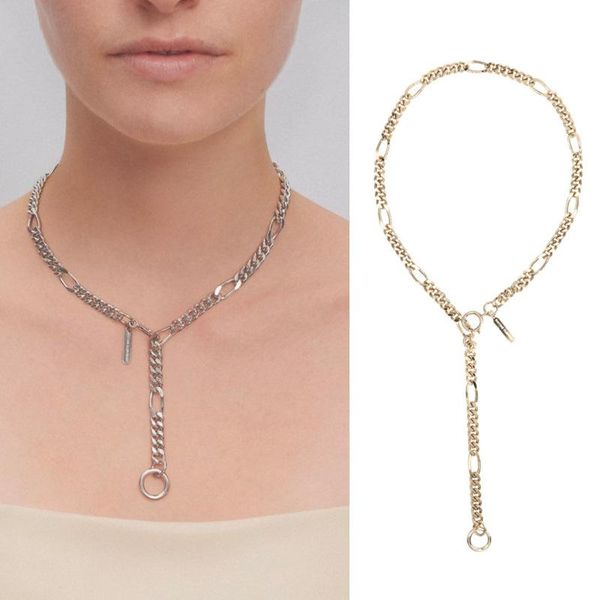 

pendant necklaces gold silver color metal style punk thick chain tassel exaggerated long necklace women's sweater