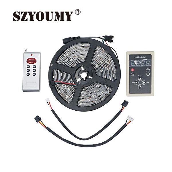 

strips szyoumy dc12v 5m 150led led strip 1903 waterproof ic smd rgb dream magic color strip+133 program rf controller