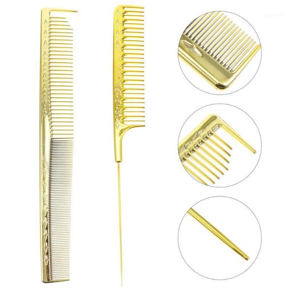 

2pcs fine and wide tooth hairdressing comb rat tail hair cutting brushes1, Silver