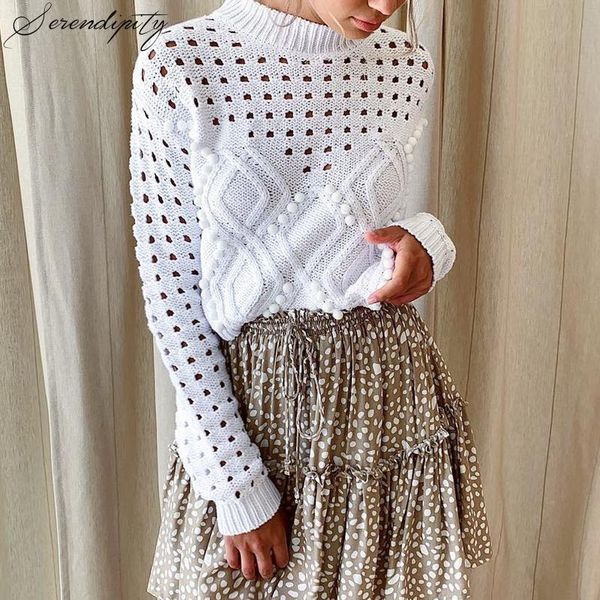 

women's sweaters sdrp fashion white hollow out women 2021 autumn casual thin short knit female high street chic jumpers, White;black