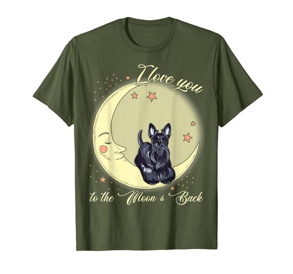 

i love you to the moon and back scottie dog tshirt dog lover, White;black