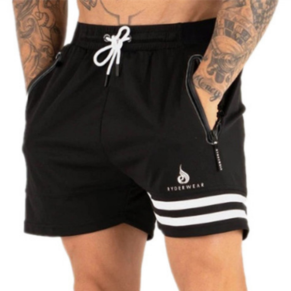 

men breathable shorts fitness bodybuilding fashion casual gyms male joggers workout beach slim sports short pants size m-xxl, Black