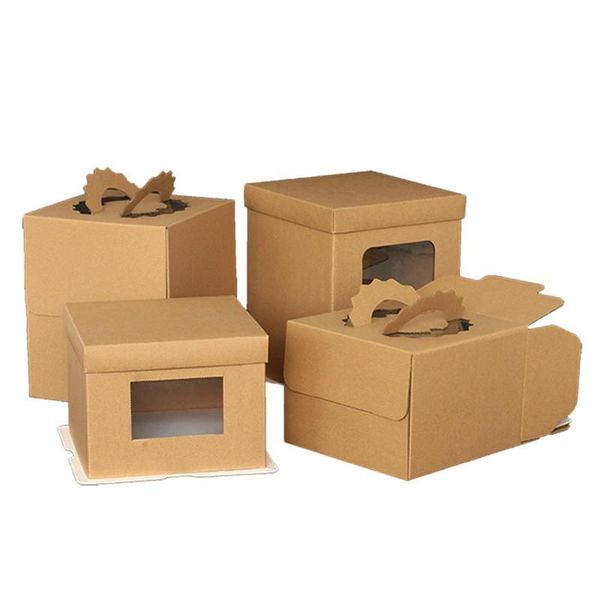 

gift wrap ouyes 5pcs 4/6/8 inch kraft paper cake box with handle birthday party wedding supplies decoration handmade doll pack