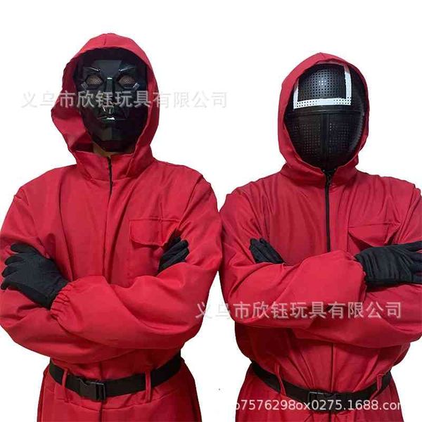 

halloween new cos suit squid game costume carnival red jumpsuit, Black;red