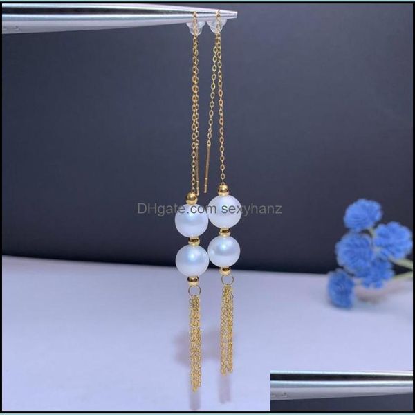 

other earrings jewelry shilovem 18k yellow natural freshwater pearls drop fine women trendy anniversary christmas gift myme6.56.588zz delive, Golden;silver