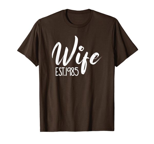 

funny wife est 1985 34th wedding anniversary gifts t-shirt, White;black