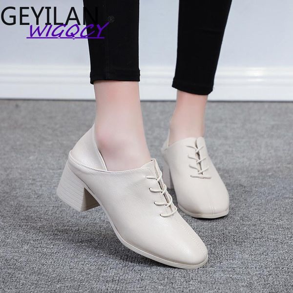 

dress shoes pu square toe heel high heels beige pumps women 2021 spring autumn fashion lace-up female, Black