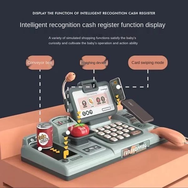 

24pcs/set checkout counter role pretend play cashier electronic mini simulated supermarket cash register kits toys kids girl toy