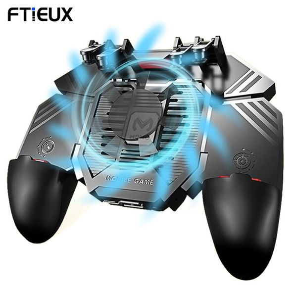 

for pubg gamepad ak77 game controller six finger control mobile shooter triggers joystick with cooling fan radiator handle controllers & joy