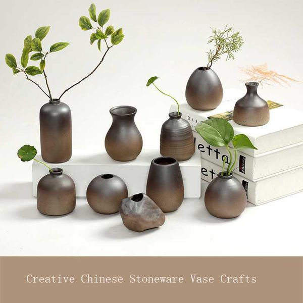 

vases coarse earth art ceramics handmade retro zen hydroponic dry vase insert deskhome mini office small ornaments