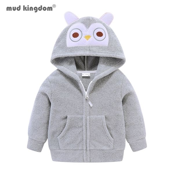 Mudkingdom Meninas bonitos meninos meninos jaqueta de lã leve unicórnio coruja criança animal zip up crianças roupas inverno 211204