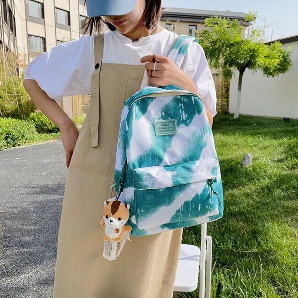 

school bags summer canvas fashion women's backpack large-capacity and lightweight student schoolbag personalized printing trendy travel