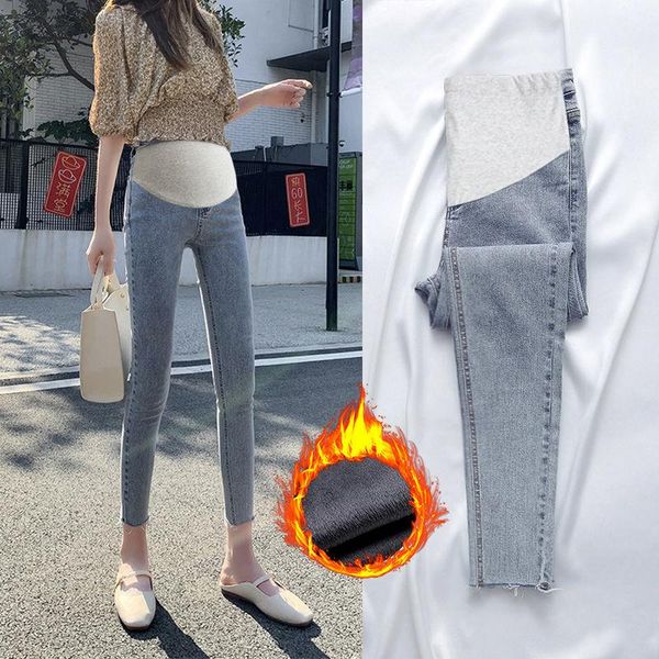 

maternity bottoms denim jeans pants for pregnant women clothes nursing pregnancy leggings trousers gravidas clothing, White