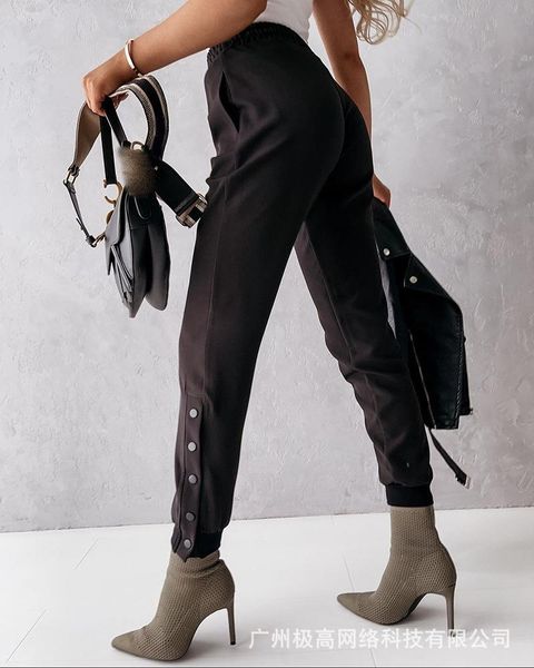 

women's pants & capris european and american wear 2021 autumn winter black fashion casual trousers, Black;white